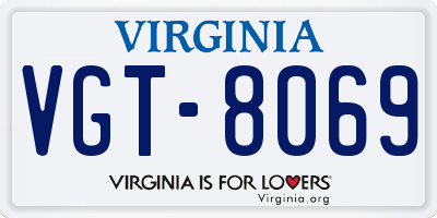 VA license plate VGT8069