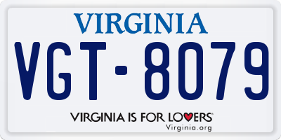 VA license plate VGT8079