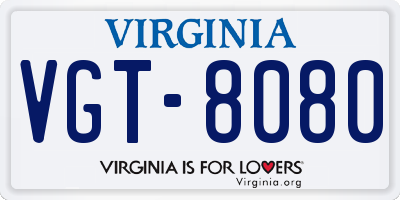 VA license plate VGT8080