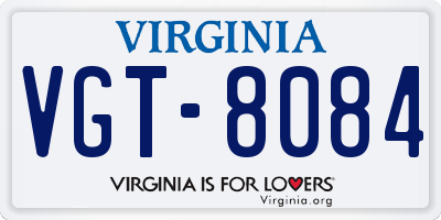 VA license plate VGT8084