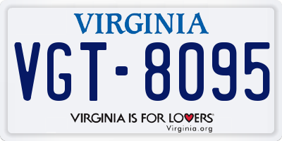 VA license plate VGT8095