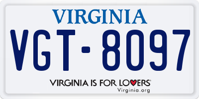 VA license plate VGT8097
