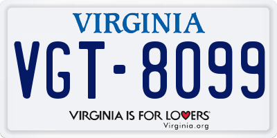 VA license plate VGT8099