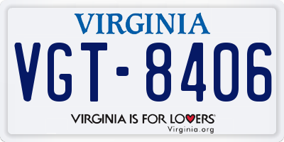 VA license plate VGT8406