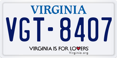 VA license plate VGT8407