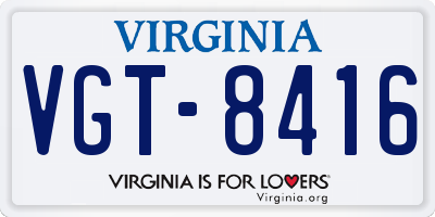 VA license plate VGT8416