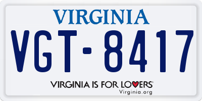 VA license plate VGT8417