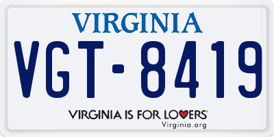 VA license plate VGT8419