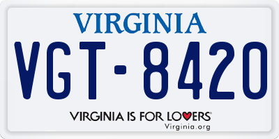 VA license plate VGT8420