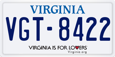 VA license plate VGT8422