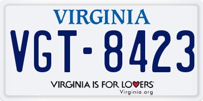 VA license plate VGT8423