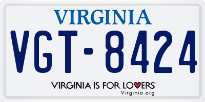 VA license plate VGT8424