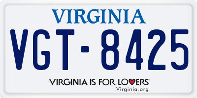 VA license plate VGT8425
