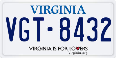 VA license plate VGT8432