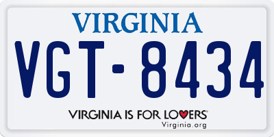 VA license plate VGT8434