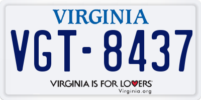 VA license plate VGT8437