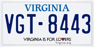 VA license plate VGT8443