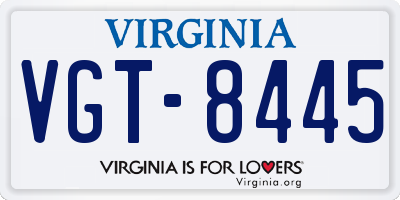 VA license plate VGT8445