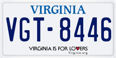 VA license plate VGT8446