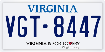 VA license plate VGT8447
