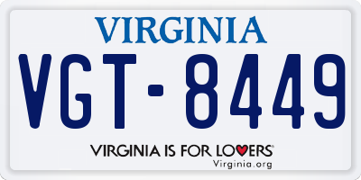 VA license plate VGT8449