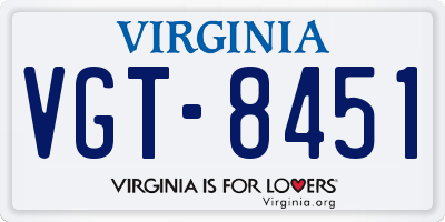 VA license plate VGT8451