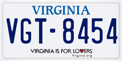 VA license plate VGT8454
