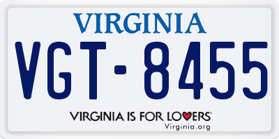 VA license plate VGT8455