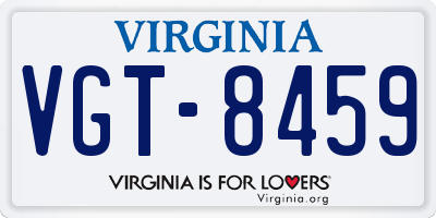 VA license plate VGT8459