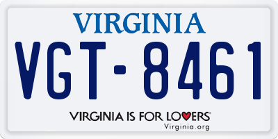 VA license plate VGT8461