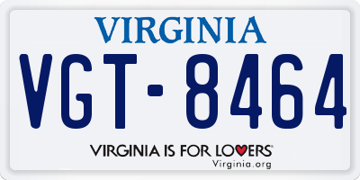 VA license plate VGT8464