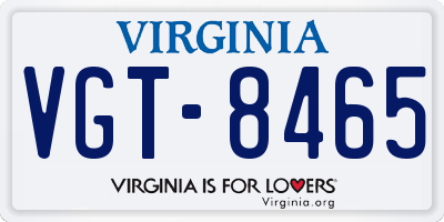 VA license plate VGT8465