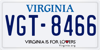 VA license plate VGT8466