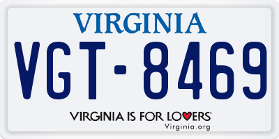 VA license plate VGT8469