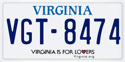 VA license plate VGT8474