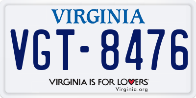 VA license plate VGT8476