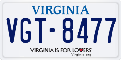 VA license plate VGT8477