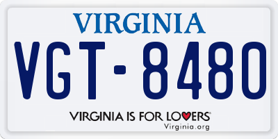 VA license plate VGT8480