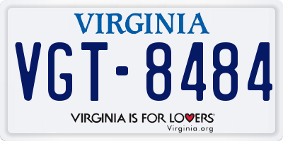 VA license plate VGT8484