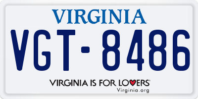 VA license plate VGT8486