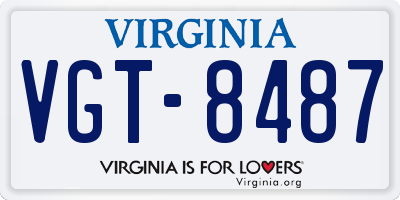 VA license plate VGT8487