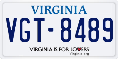VA license plate VGT8489