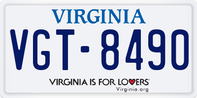 VA license plate VGT8490