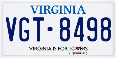 VA license plate VGT8498