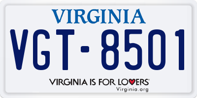 VA license plate VGT8501