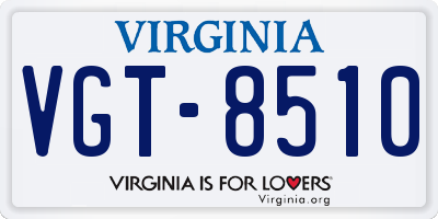 VA license plate VGT8510