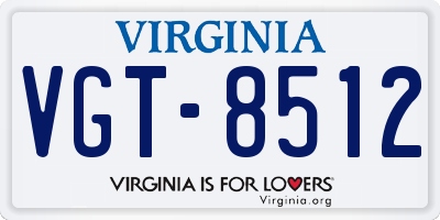 VA license plate VGT8512