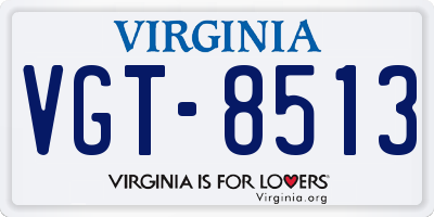 VA license plate VGT8513