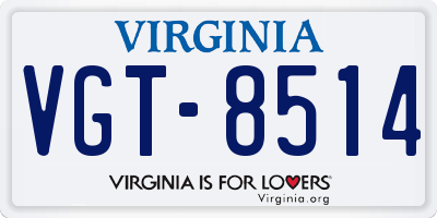 VA license plate VGT8514
