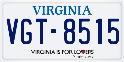 VA license plate VGT8515